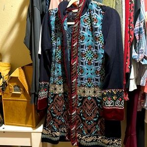 Rare velvet embroidered over coat / cardigan sweater